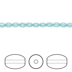 Pearl 500pk iridescent light turquoise, Swarovski&reg; 4x3mm rice shape 5824
