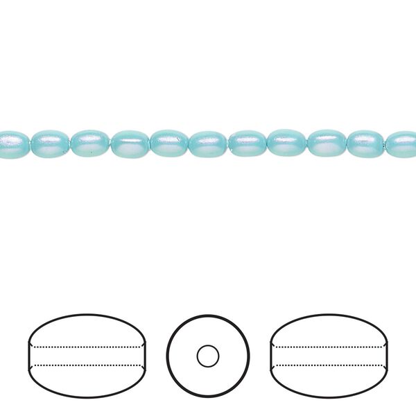 Pearl 500pk iridescent light turquoise, Swarovski&reg; 4x3mm rice shape 5824 image number 0