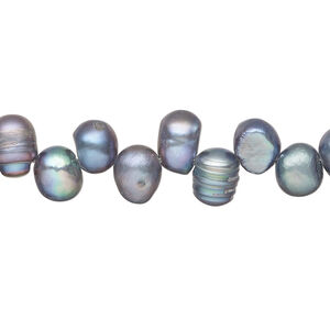 Freshwater pearl 1pkg1, top-drilled rice, 15 inch peacock 6x5mm-9x6mm cultured