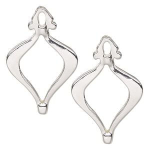 Bead frame 1pkg2 silver-finished "pewter", 32x21mm fancy marquise / fits up to 1.5mm & 12mm bead