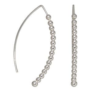 Earring, Create Compliments&reg;, sterling silver, 41mm beaded marquise. Sold per pair.