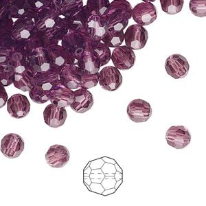 Bead 576pk amethyst, Preciosa Czech crystal 5mm round