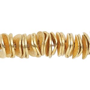 Bead 1pkg20 gold-finished, 6x1mm wavy rondelle, brushed copper