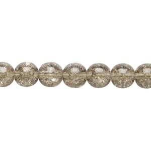 Bead, Czech crackle glass druk, smoky, 8mm round. Sold per 15-1/2" to 16" strand, approximately 50 beads.