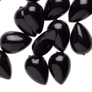 Cabochon, acrylic, opaque black, 18x13mm non-calibrated teardrop. Sold per pkg of 24.