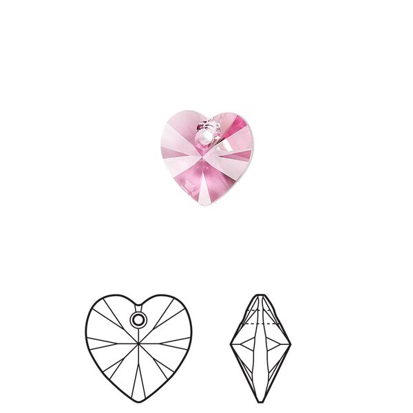 Drop 4pk rose, Crystal Passions&reg; 10mm pendant heart 6228 image number 0
