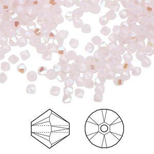 Bead 144pk rose water opal shimmer, Crystal Passions&reg; 3mm bicone 5328