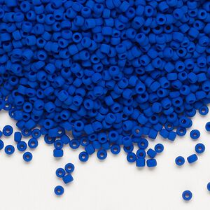 Seed bead, Dyna-Mites&trade;, glass, pkg/40g, #11 round, opaque matte dark blue, (738MA 11/0 RR).