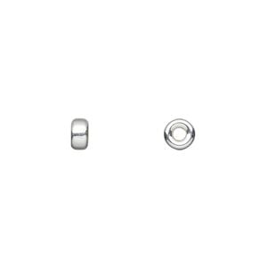 Bead 1pkg4 sterling silver, 5x3mm flat rondelle