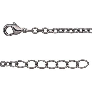 Chain 1pkg4 gunmetal-plated cable, 2.5mm / lobster claw clasp, brass 18 inch