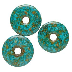Mosaic "turquoise" (magnesite) 1pkg3, donut focal 45mm