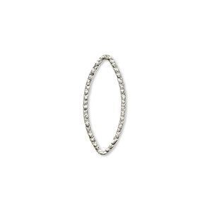 Drop, sterling silver, 20x9mm textured marquise. Sold individually.