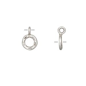 Drop, Hill Tribes, antiqued sterling silver, 8mm round donut with flower design. Sold per pkg of 2.