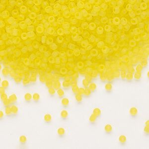 Seed bead, Dyna-Mites&trade;, glass, pkg/40g, #11 round, translucent matte yellow, (5MA 11/0 RR).