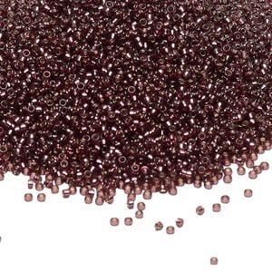 Seed bead, Miyuki 1pkg35g glass, #15 rocaille, Duracoat&reg; transparent silver-lined raisin / outside dyed (RR-4280)