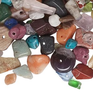 Multi-gemstone / glass / mother-of-pearl 1pkg0.5lb, chip / nugget bead mix mini to extra-large chip / mini to small nugget