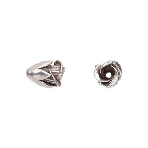 Bead 1pkg1 sterling silver, 12x6mm flower, antiqued Hill Tribes