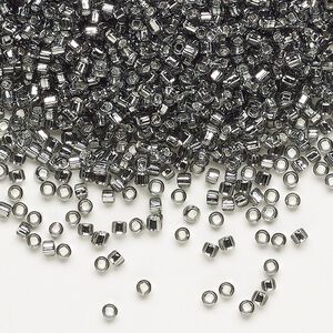 Seed bead, Dyna-Mites&trade;, glass, pkg/40g, #11 round, transparent silver-lined gunmetal, (86:SR 11/0 SR).