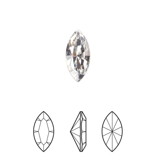 Fancy stone 144pk crystal foil back, Swarovski&reg; 15x7mm navette 4228 image number 0