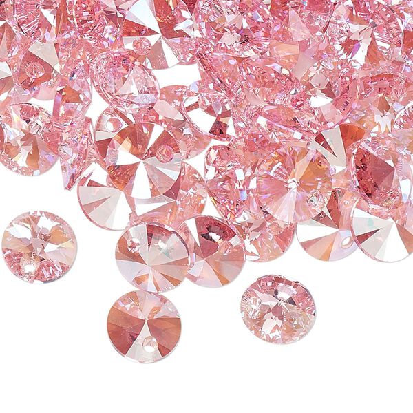 Drop 144pk light rose shimmer, Swarovski&reg; 8mm pendant mini disk 6428 image number 1