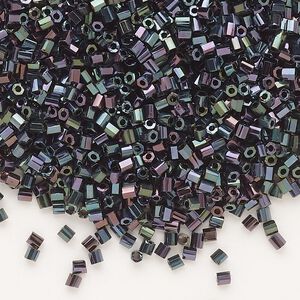 Seed bead, Dyna-Mites&trade;, glass, pkg/40g, #11 2-cut hex, opaque iris peacock, (90401 11/0 2CUT).