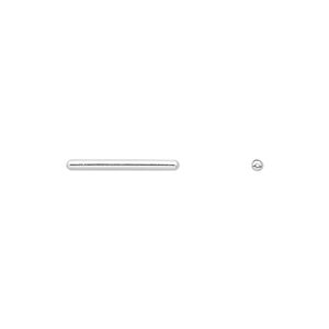 Bead 1pkg100 silver-plated, 15x1.5mm tube, brass