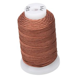 Thread, Purely Silk&trade;, 3-ply, brown, size FFF. Sold per 92-yard spool.