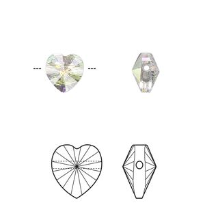 Bead 2pk crystal AB, Crystal Passions&reg; 8mm heart 5742
