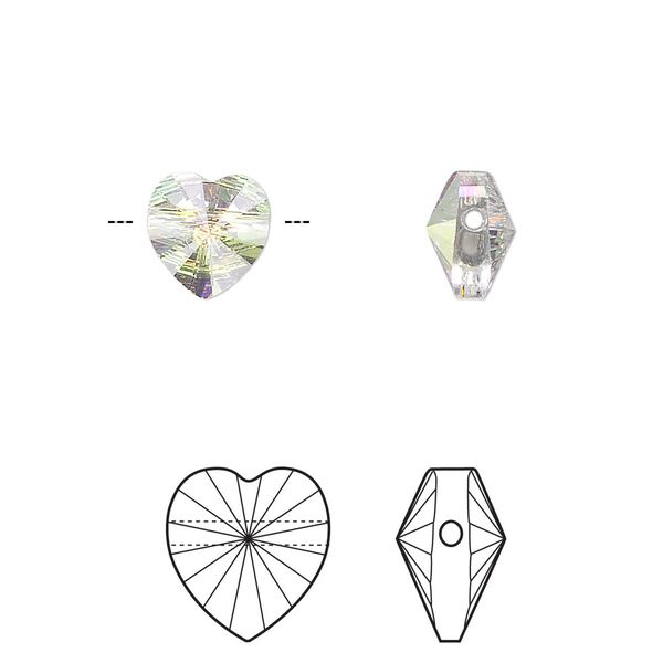Bead 2pk crystal AB, Crystal Passions&reg; 8mm heart 5742 image number 0
