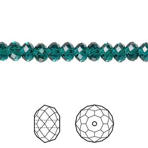 Bead 360pk emerald, Swarovski&reg; 6x4mm rondelle 5040