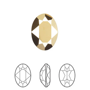 Fancy stone 1pkg48 crystal aurum foil back, Swarovski&reg;, 18x13mm faceted oval 4120