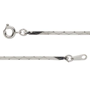Chain 1pkg1 beading, 1.7mm / springring clasp, silver-finished stainless steel 18 inch