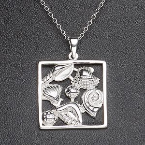 Necklace, Create Compliments&reg;, sterling silver, 20mm square with seashells design, 18 inches with springring clasp. Sold individually.