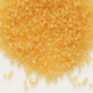Seed bead, Delica&reg;, glass, pkg/7.5g, #11 round, translucent matte light topaz (DB-0742).