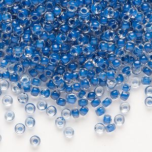 Seed bead, Dyna-Mites&trade;, glass 1pkg0.5kg, #8 round, transparent inside dyed color cobalt blue (215 8/0 RR)