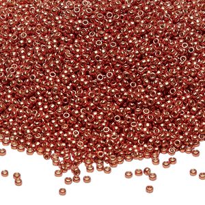 Seed bead, Miyuki 1pkg250g glass, #15 rocaille, Duracoat&reg; opaque galvanized copper / outside dyed (RR-4207)