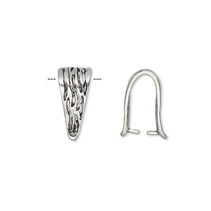Bail, ice-pick, antiqued sterling silver, 14x6mm fancy triangle, 11mm grip length. Sold per pkg of 10.