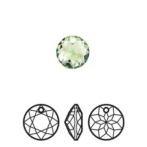 Drop 2pk peridot, Crystal Passions&reg; 10mm pendant classic cut 6430
