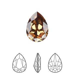 Fancy stone 1pkg1 light smoked topaz foil back, Crystal Passions&reg; Regenerated 18x13mm pear 4320