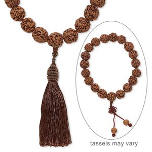 Prayer bead 1pkg1, rudraksha seed (waxed), 18mm round, 13 inch strand.
