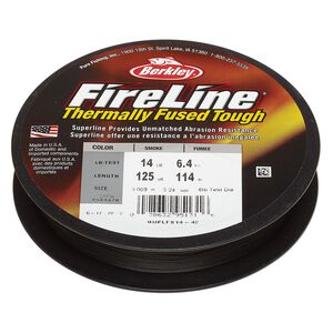 Thread, Berkley&reg; FireLine&reg;, high-modulus polyethylene, 8-fiber braid, smoke, 0.24mm diameter, 14-pound test. Sold per 125-yard spool.