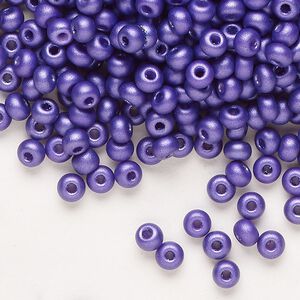 Seed bead, Preciosa Ornela Czech glass, pkg/500g, #6 rocaille, opaque PermaLux dyed lilac chalkwhite, (22015).