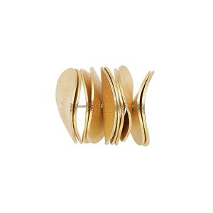 Bead 1pkg10 gold-finished, 17x4mm wavy rondelle, brushed copper