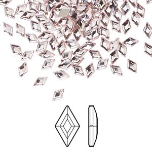 Flat back 288pk light rose foil back, Swarovski&reg; 5x3mm diamond 2773