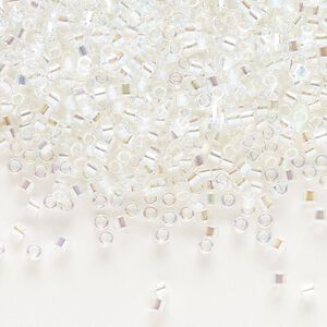 Seed bead, Delica&reg;, glass, pkg/250g, #10 round, translucent rainbow crystal clear (DBM-0051).
