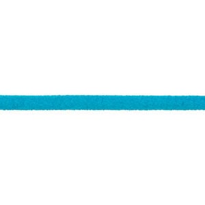 Cord, velveteen and rubber, turquoise blue, 3mm round with 1-1.5mm hole. Sold per pkg of 5 feet.