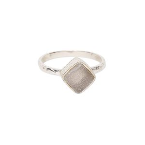 Ring, Create Compliments&reg;, druzy agate (dyed) and sterling silver, white, 10mm wide diamond, size 7.5. Sold individually.
