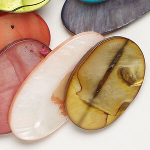 Mother-of-pearl shell 1pkg6oz, flat oval bead mix mixed colors 28x18mm-45x30mm