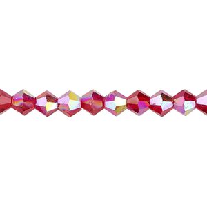 Bead 1pk transparent red AB, Celestial Crystal&reg; 6mm bicone 15.5-16 inch