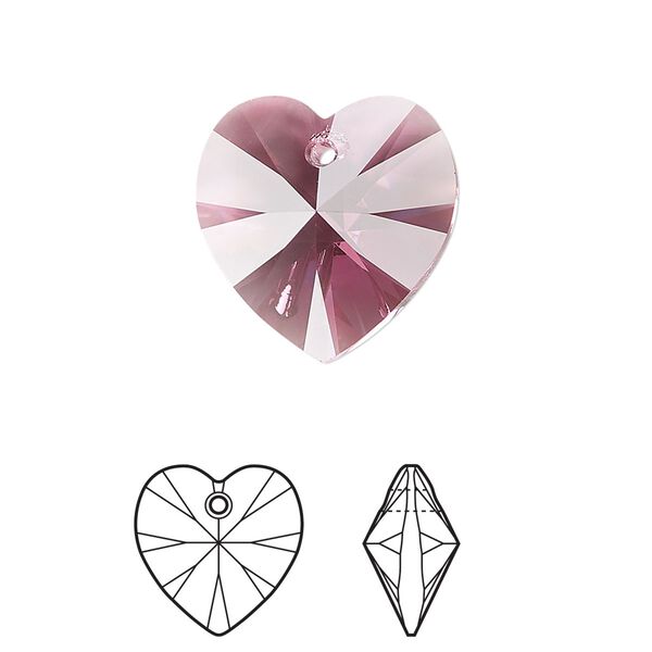 Drop 2pk rose, Crystal Passions&reg; 18mm pendant heart 6228 image number 0